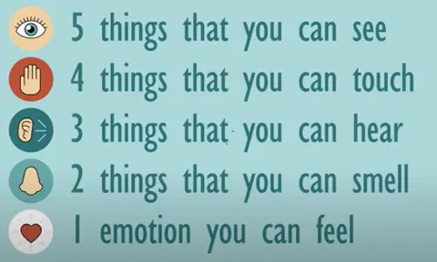 5-4-3-2-1 exercise to help caregivers notice and be present