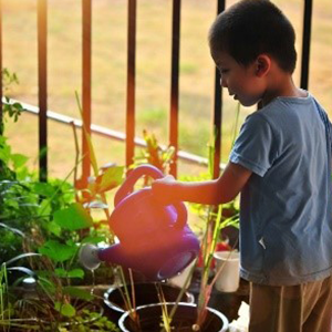 Happy Fathers Day boy gardening