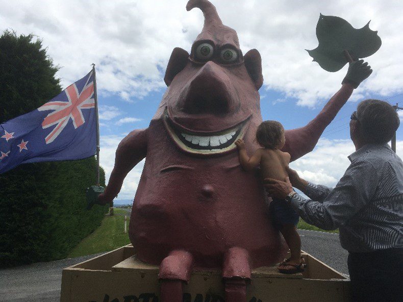 Baby, grandfather, new zealand flag,Te Kumara o Te Kaipara